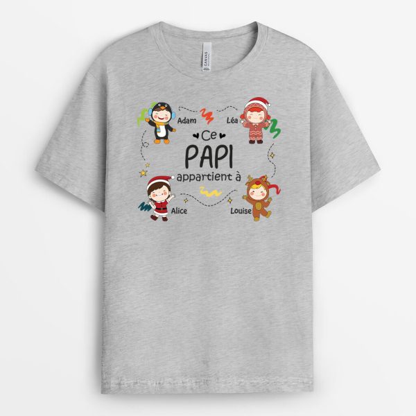 Ce Papy Appartient A Noel – Cadeau Personnalise  T-shirt pour Noel