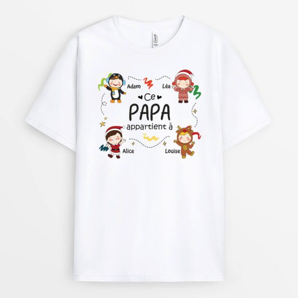 Ce Papy Appartient A Noel – Cadeau Personnalise  T-shirt pour Noel