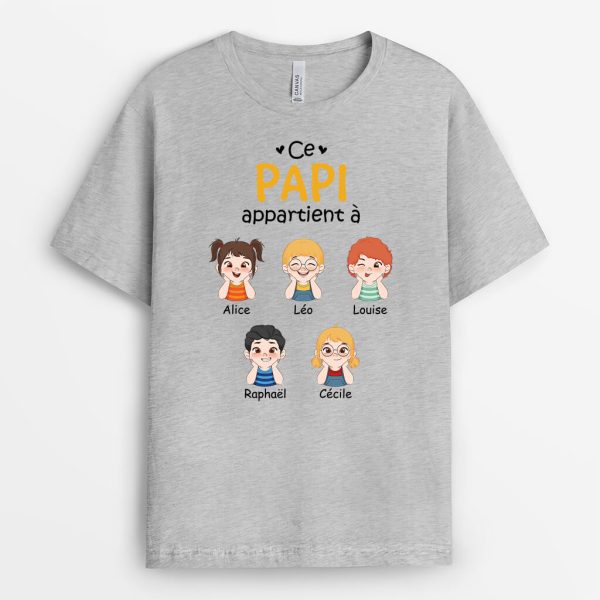 Ce Papy Appartient A Petit Fils – Cadeau Personnalise  T-shirt pour Papy