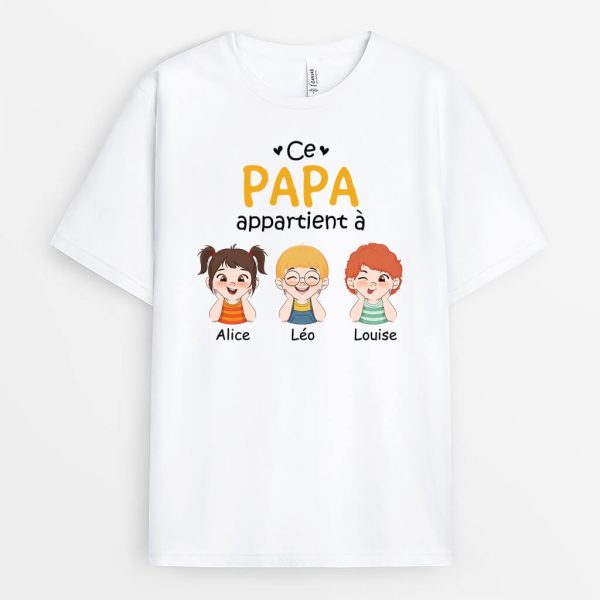 Ce Papy Appartient A Petit Fils – Cadeau Personnalise  T-shirt pour Papy