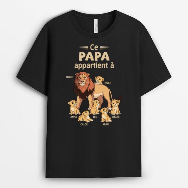 Ce Papy Appartient A Version Lions – Cadeau Personnalise  T-shirt pour Homme