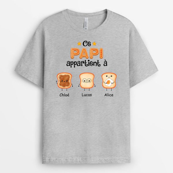 Ce PapyPapa Appartient – Cadeau Personnalise  T-shirt pour Papa Papi