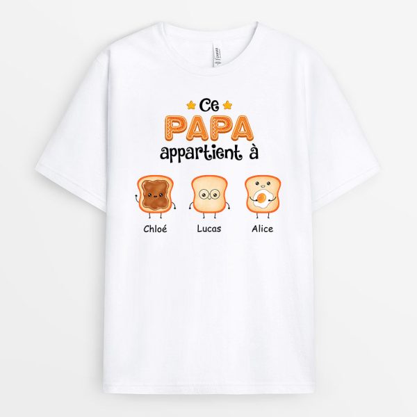 Ce PapyPapa Appartient – Cadeau Personnalise  T-shirt pour Papa Papi