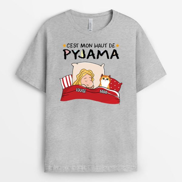 C’est Mon T-shirt De Pyjama Avec Chat – Cadeau Personnalise  T-shirt pour Amoureux des animaux