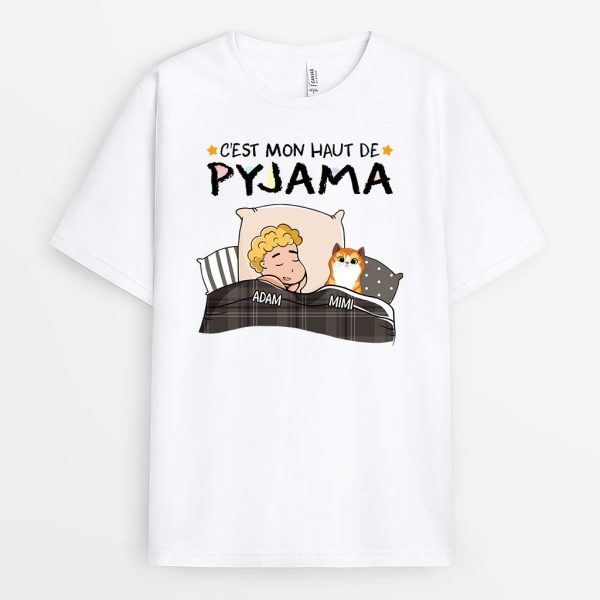 C’est Mon T-shirt De Pyjama Avec Chat – Cadeau Personnalise  T-shirt pour Amoureux des animaux