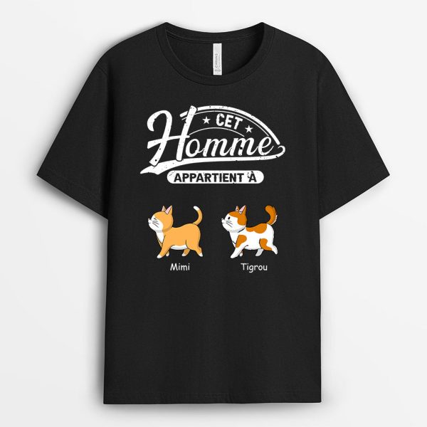 Cet Homme Appartient A – Cadeau Personnalise  T-shirt pour Amoureux des chats