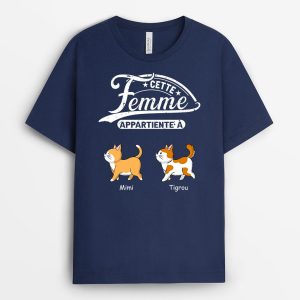 Cet Homme Appartient A Cadeau Personnalise T shirt pour Amoureux des chats 3