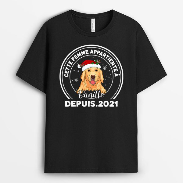 Cet Homme Cette Femme Appartient A – Cadeau Personnalise  T-shirt pour Amoureux des chiens Noel