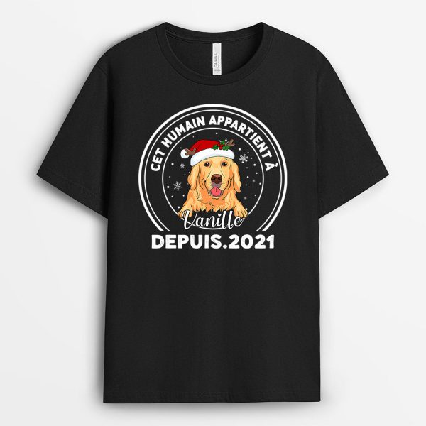 Cet Homme Cette Femme Appartient A – Cadeau Personnalise  T-shirt pour Amoureux des chiens Noel