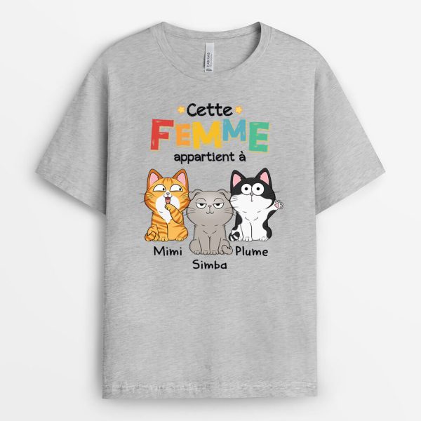 Cet Humain Appartient A Avec Chat – Cadeau Personnalise  T-shirt pour Amoureux des Animaux