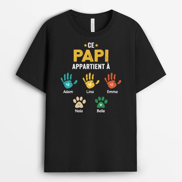 Cet Papy Appartient A – Cadeau Personnalise  T-shirt pour Homme