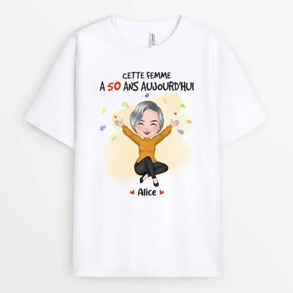 Cette Femme a 50 Ans Aujourd’Hui – Cadeau Personnalise  T-shirt pour Anniversaire