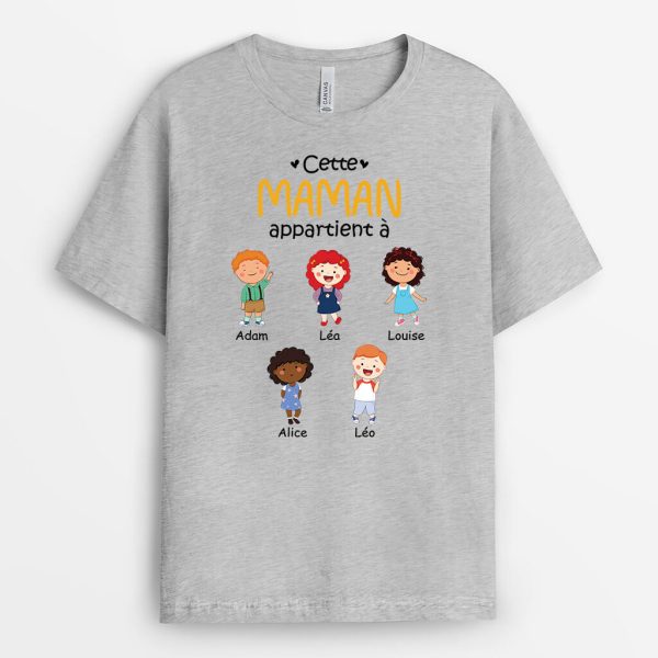 Cette Grand-Mere Appartient A Empreintes De Mains – Cadeau Personnalise  T-shirt pour Mamie