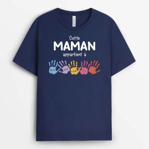 Cette Maman Appartient A Avec Mains Cadeau Personnalise T shirt pour Maman 1