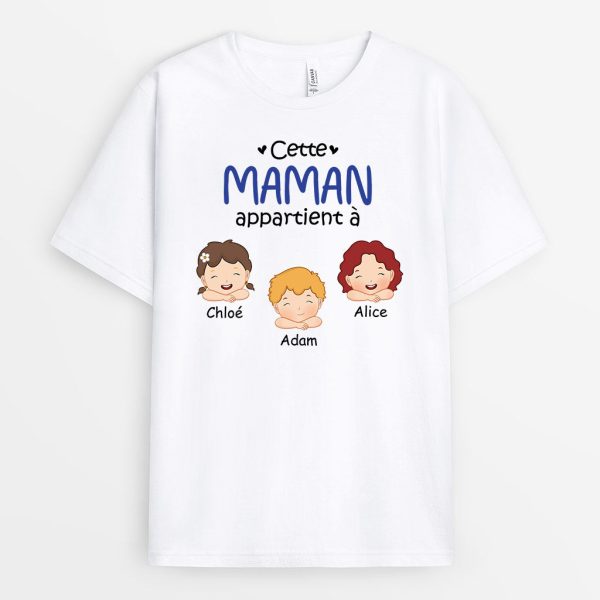 Cette Maman Appartient a – Cadeau Personnalise  T-shirt pour Maman Mamie