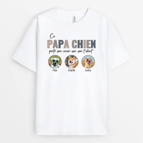 Cette Maman Chat Papa Chat Porte Son Coeur Sur Son T-Shirt – Cadeau Personnalise T-shirt pour Amoureux des Animaux