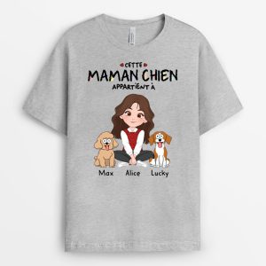Cette Maman Chien Appartient A – Cadeau Personnalise T-shirt pour Femme Cette Maman Chien Appartient A – Cadeau Personnalise T-shirt pour Femme