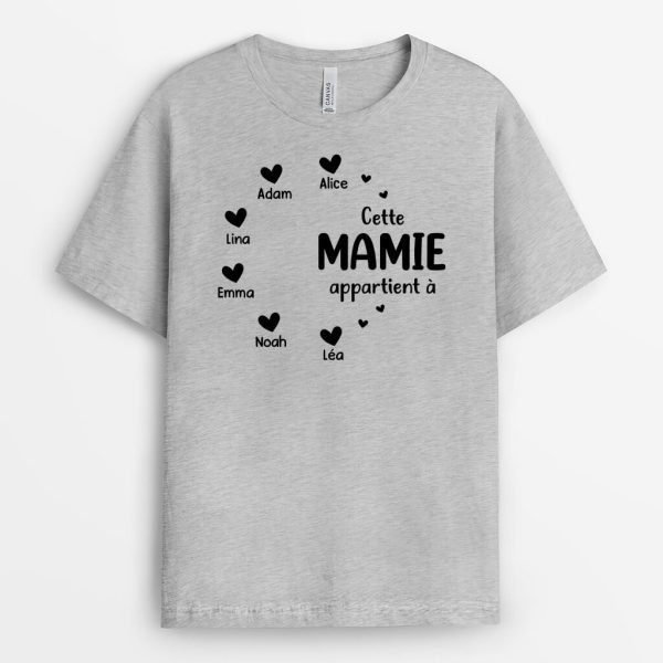 Cette Maman Mamie Appartient A Version Coeur Noir – Cadeau Personnalise  T-shirt pour Femme