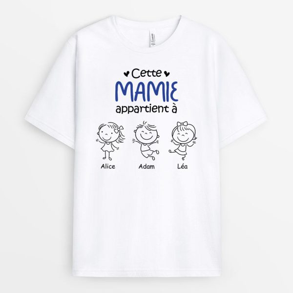 Cette Maman Mamie Appartient a – Cadeau Personnalise  T-shirt pour Maman Mamie