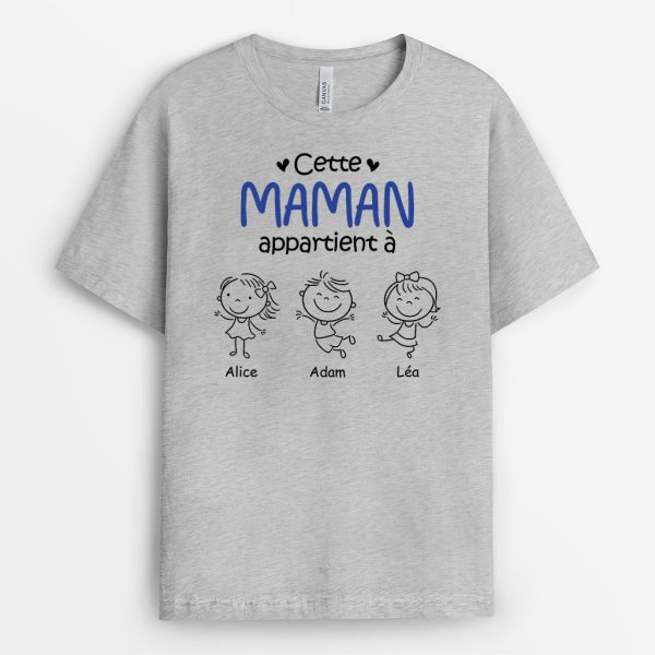 Cette Maman Mamie Appartient a – Cadeau Personnalise  T-shirt pour Maman Mamie