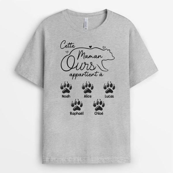 Cette Maman  Mamie Ours Appartient A – Cadeau Personnalise  T-shirt pour Femme