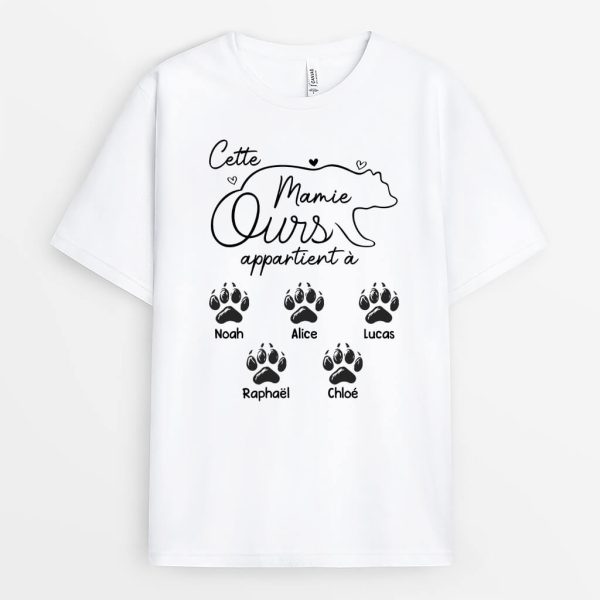 Cette Maman  Mamie Ours Appartient A – Cadeau Personnalise  T-shirt pour Femme