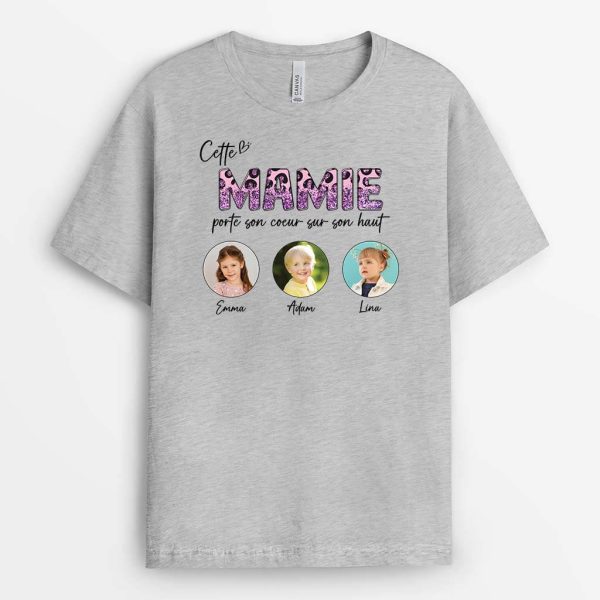 Cette Maman Porte Son Coeur Sur Son Haut – Cadeau Personnalise  T-shirt pour Maman