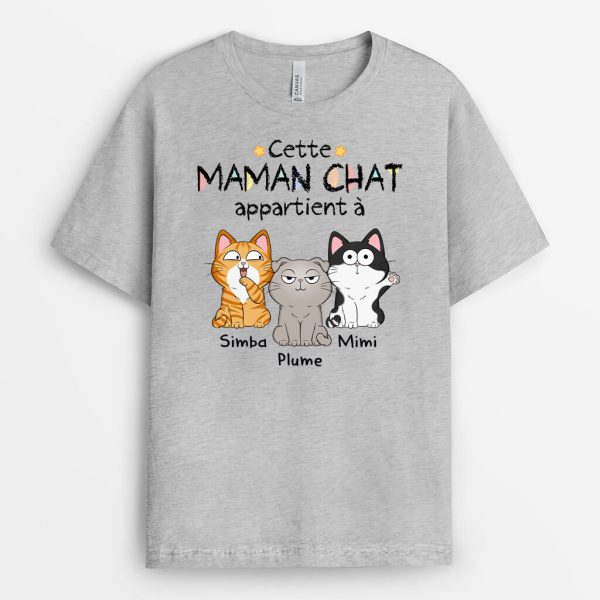 Cette MamanCe Papa Chat Appartient A – Cadeau Personnalise  T-shirt pour Amoureux des animaux