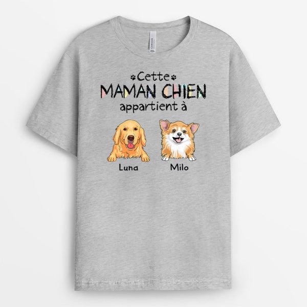 Cette MamanCe Papa Chien Appartient a – Cadeau Personnalise  T-shirt pour Amoureux des Chiens