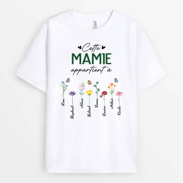 Cette MamanMamie Appartient A Jardin – Cadeau Personnalise  T-shirt pour Femme