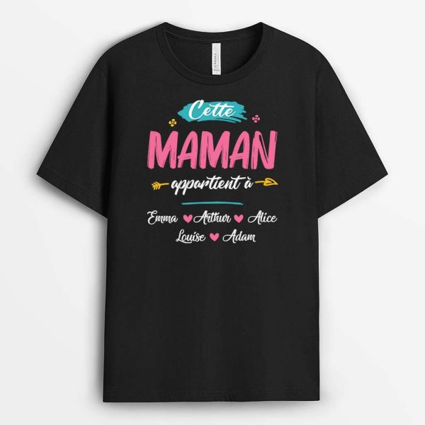 Cette MamanMamie Appartient A Version Florale – Cadeau Personnalise  T-shirt pour Femme