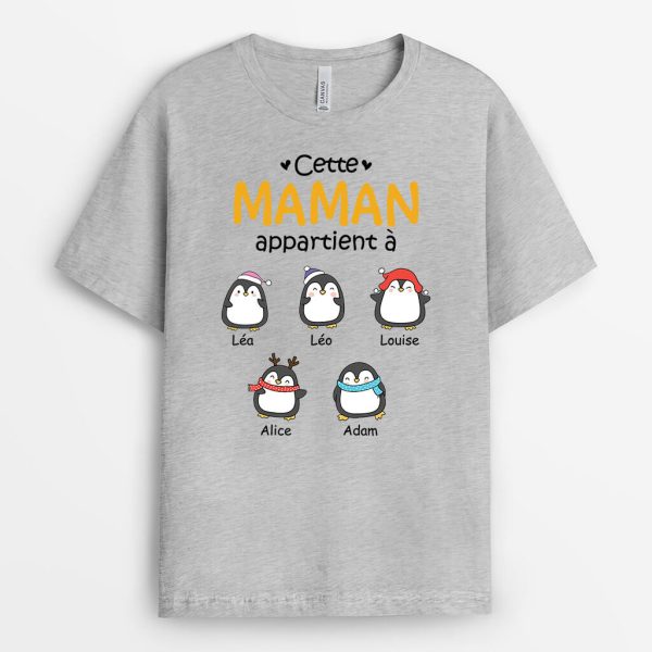 Cette MamanMamie Appartient A Version Penguin – Cadeau Personnalise  T-shirt pourFemmme