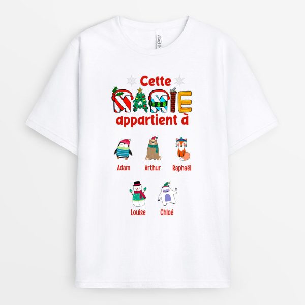 Cette Mamie Appartient A – Cadeau Personnalise  T-shirt pour MamanMamie