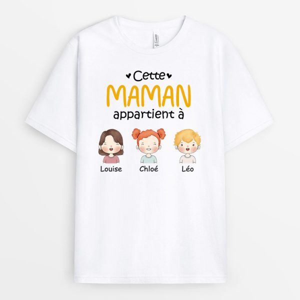 Cette Mamie Appartient A – Cadeau Personnalise  T-shirt pour Mamie Maman