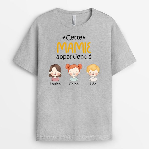 Cette Mamie Appartient A – Cadeau Personnalise  T-shirt pour Mamie Maman