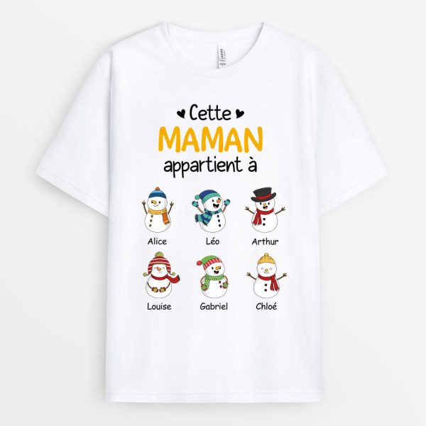 Cette Mamie Appartient A – Cadeau Personnalise  T-shirt pour Mamie Maman Noel