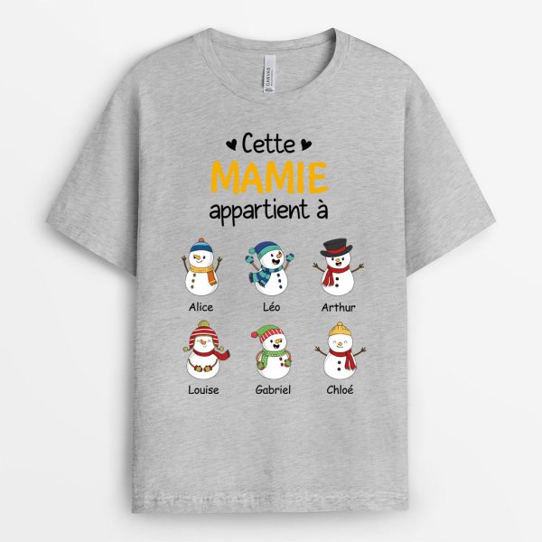 Cette Mamie Appartient A – Cadeau Personnalise  T-shirt pour Mamie Maman Noel