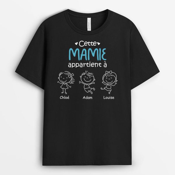 Cette Mamie Appartient A Noir et Blanc – Cadeau Personnalise  T-shirt pour Mamie