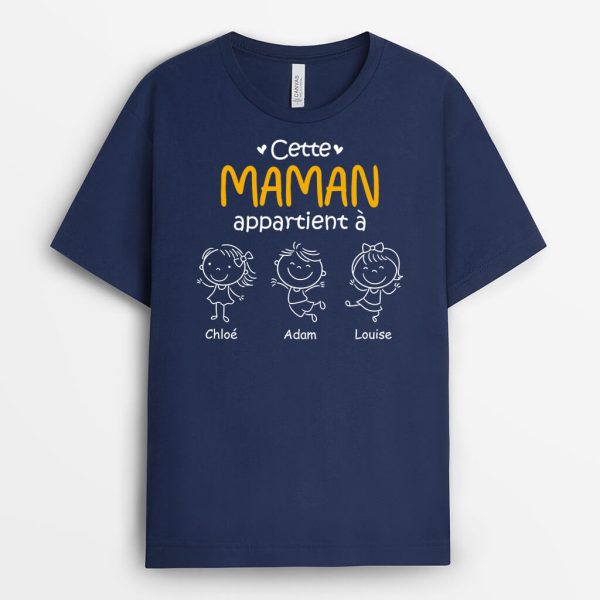 Cette Mamie Appartient A Noir et Blanc – Cadeau Personnalise  T-shirt pour Mamie