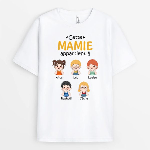 Cette Mamie Appartient A Petit Fils – Cadeau Personnalise  T-shirt pour Mamie