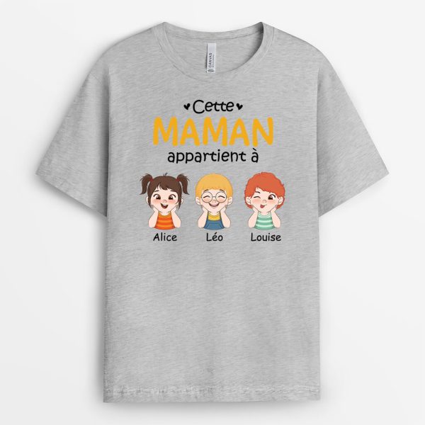 Cette Mamie Appartient A Petit Fils – Cadeau Personnalise  T-shirt pour Mamie