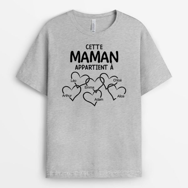 Cette Mamie Appartient A Petits Coeurs – Cadeau Personnalise  T-shirt pour Mamie