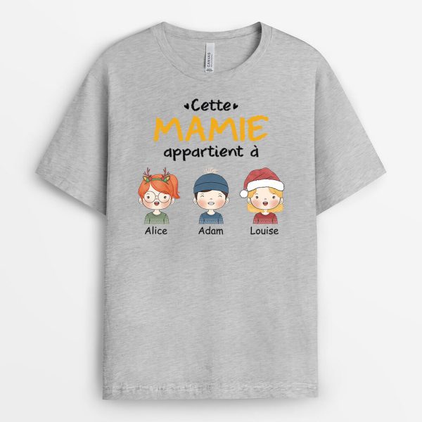 Cette Mamie Appartient A Petits-Enfants Version Noel – Cadeau Personnalise  T-shirt pour Noel