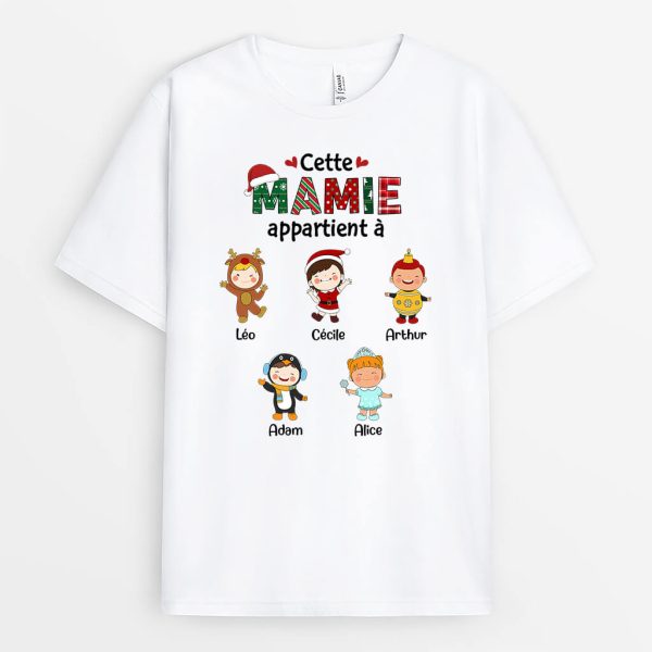 Cette Mamie Appartient A Version Noel – Cadeau Personnalise  T-shirt pour Noel