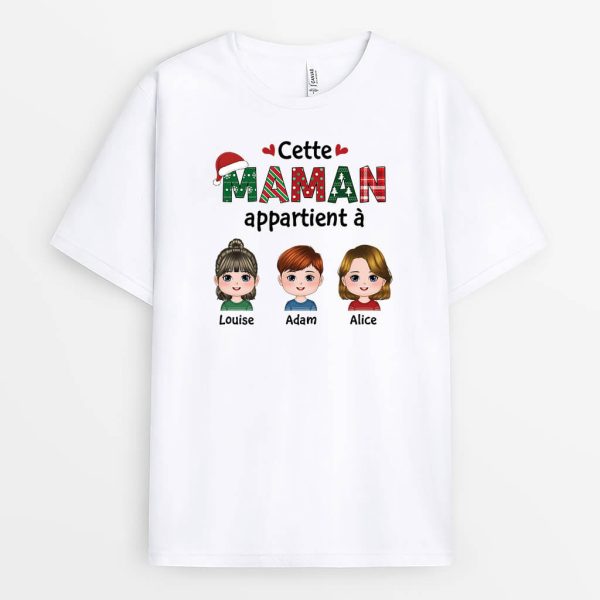 Cette Mamie Appartient a Fete Noel – Cadeau Personnalise  T-shirt pour Mamie