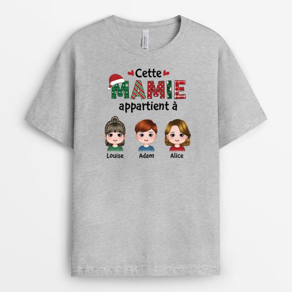 Cette Mamie Appartient a Fete Noel – Cadeau Personnalise  T-shirt pour Mamie