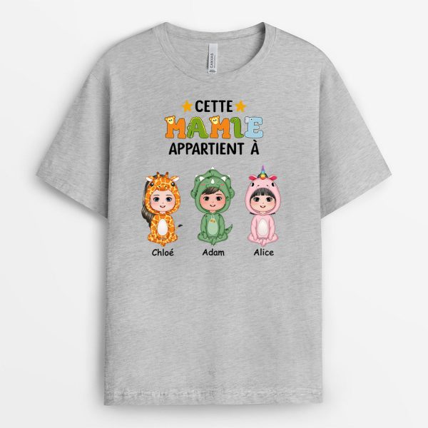 Cette Mamie Maman Appartient A – Cadeau Personnalise  T-shirt pour Maman Mamie