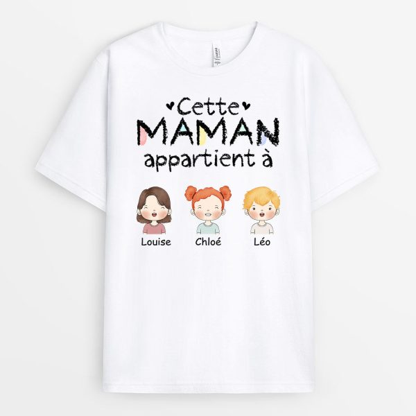 Cette MamieMaman Appartient – Cadeau Personnalise  T-shirt pour Maman Mamie