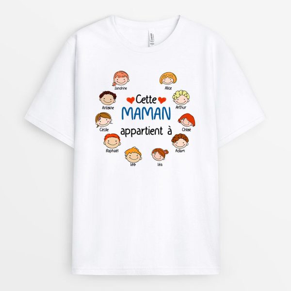 Cette maman appartient a – Cadeau Personnalise  T-shirt pour Maman