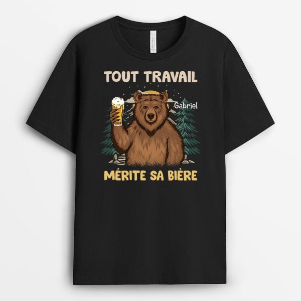 Chaque Travail Merite Sa Biere – Cadeau Personnalise  T-shirt pour Homme